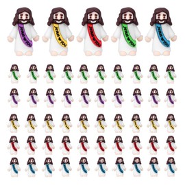 SUNNEE 50 Pcs Mini Jesus Figures Jesus Loves You Religious Tiny Jesus Figurine Rubber Jesus to Hide and Seek Church Favors Gift for Party Supplies (Multicolour)