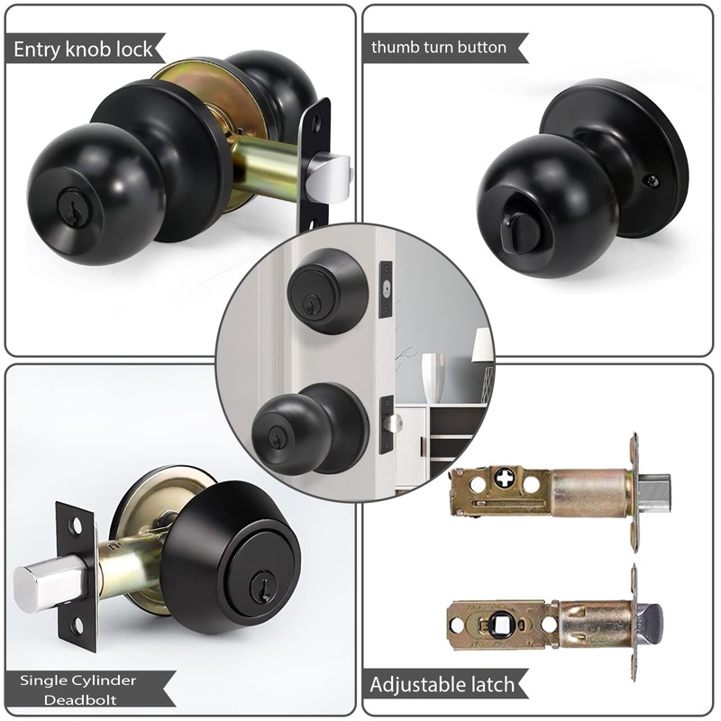 Front Door Lock Set Exterior Door Lock Set with Deadbolt,