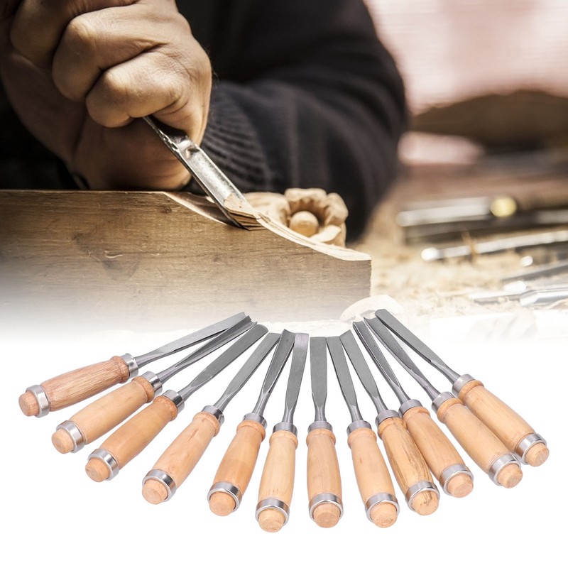12Pcs Wood Turning Chisels Wood Grooves Parting Tools Set Woodworking