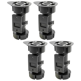 Wagner 12041500 Kitchen Foot / Furniture Foot / Adjustable Foot Set of 4 Plastic Diameter 57 x 96-166 mm with Screw-On Plate Black