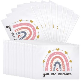 Reginary 50 bolsas de cosméticos de EVA para mujeres con texto en inglés "You Are Braver", con cierre, regalo de cumpleaños para Navidad, hija, hermana, amiga, Fondo blanco, Boho Awesome