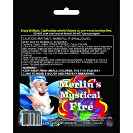 Mystical Fire Merlin’s Fire Flame Colorant Vibrant Long-Lasting Pulsating Flame Color Changer for Indoor or Outdoor Use 0.882 oz Packets 6 Pack
