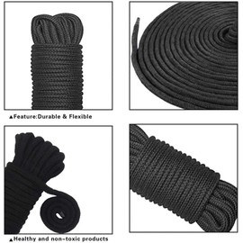 WUWYOUWL Soft Cotton Rope, 10m/8mm Universal Rope Craft Rope, Thick Cotton Thread (Black+Red+Purple+Pink)