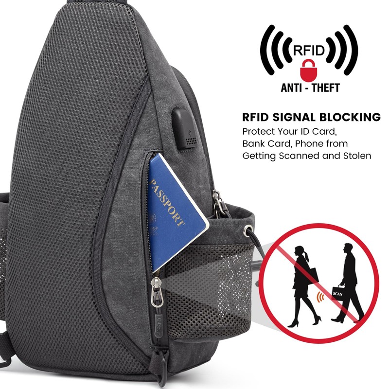 G4Free Sling Bag Crossbody Backpack with Charging Port & RFID