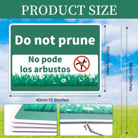 8 Pcs Do Not Mow Do Not Spray Do Not Trim Do Not Prune Yard Signs with Metal Stakes 12x15.8 Inch Bilingual Plant Signs Double Sided Corrugated Plastic Garden Markers for Plants Lawn Garden Decor