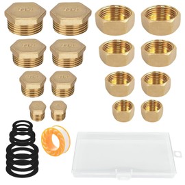 Set of 26 Blanking Plugs Water Pipe, Blanking Plugs 1/2 Inch and Blanking Plugs 3/4 Inch etc., High Quality Sealing Plugs, Sealing Cap Can Be Used in Gardens, Bathrooms, Kitchens etc. (Yellow)