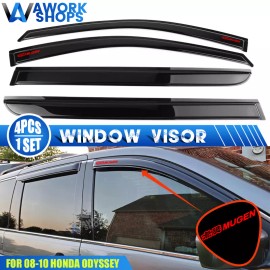 Unbranded Fits 08-10 Honda Odyssey Window Visors Vent Rain Guard Shade w/ Red Mugen