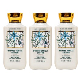 Bath and Body Work Whipped Vanilla Chiffon 3 Piece Body Lotion Value Pack - 8 fl oz / 236 mL each