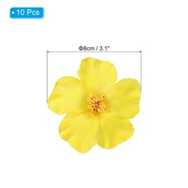PATIKIL Hawaiian Hibiscus Flowers, 10 Pack Artificial Flowers Hair Clip DIY Foam Hibiscus Flower for Tabletop Decoration Party Favors Supplies, Yellow