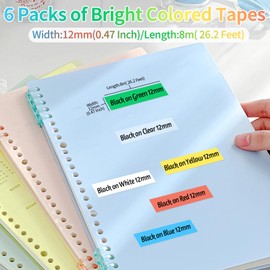 6x Compatible with Brother P-touch tapes 12 mm TZe-231 TZe-131 TZe-431 TZe-531 TZe-631 TZe-731 TZ Tape 0.47 Label Tape Brother Tape Cassette for PT-H105 H101C H110 H200 H100LB D400 D200 D600