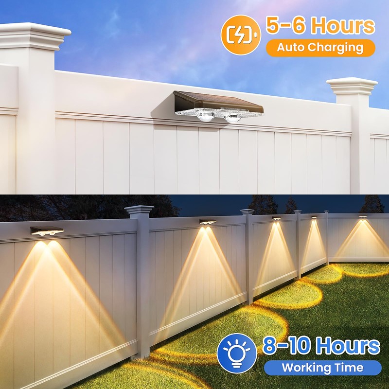 APILAB Solar Fence Lights Outdoor 16 Pack - 3 Modes
