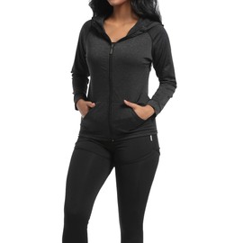 ODWTMRK Tracksuit Womens Full Set Gym Sets Sport Running Exercise Workout Yoga Outfits Activewear Sets Jumpsuit Set(Black,L)