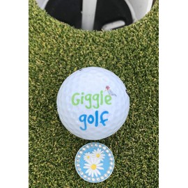 Giggle Golf Bling Golf Ball Marker with A Magnetic Pendant Necklace for Women (Daisies)
