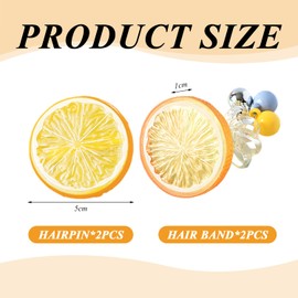 Pack of 2 orange hair clips and 2 orange hair rings, cute hair accessories, creative styling hair accessories, accessories for hairstyle decoration.