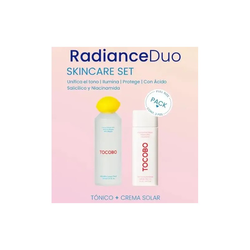 Kit Tocobo 2 Pzs Radiance Toner Y Crema Solar Cosmetiquera
