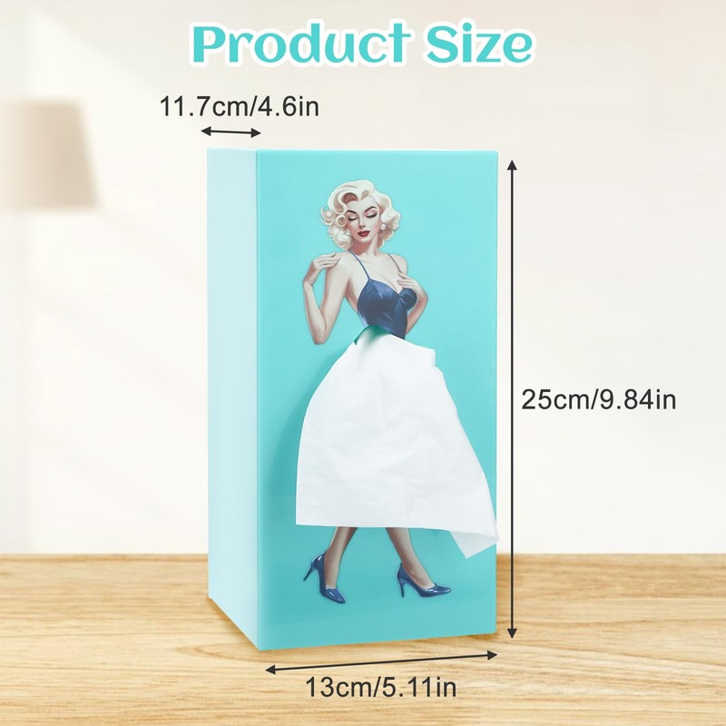 Yylaiire Thick Blue Tissue Box with Flying Skirt, Creative Tissue