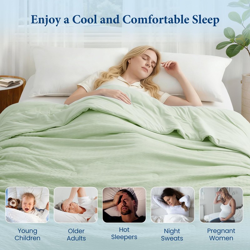Joysoul King Size Seersucker Cooling Comforter - Lightweight Q-Max 0.45