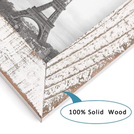 Adeco Handcrafted Rustic Wooden Picture Frames with Real Glass to Display 4 x 6 Inch Photo for Wall Hanging and Tabletop, Distressed White，Set of 4