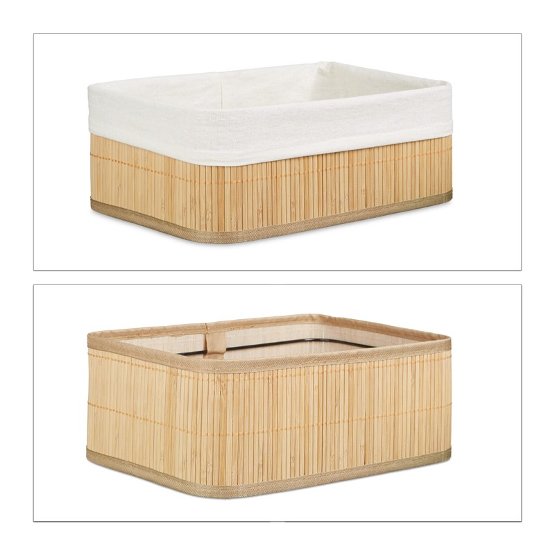 Relaxdays Bamboo Shelf Basket Set