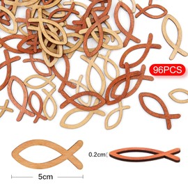 ARTREE 90 Stück Holzfische Deko Set,Holz Fische Tischdeko Taufe Konfirmation Kommunion Deko Mädchen Junge Taufedeko（ Lila+rosa+weiß)