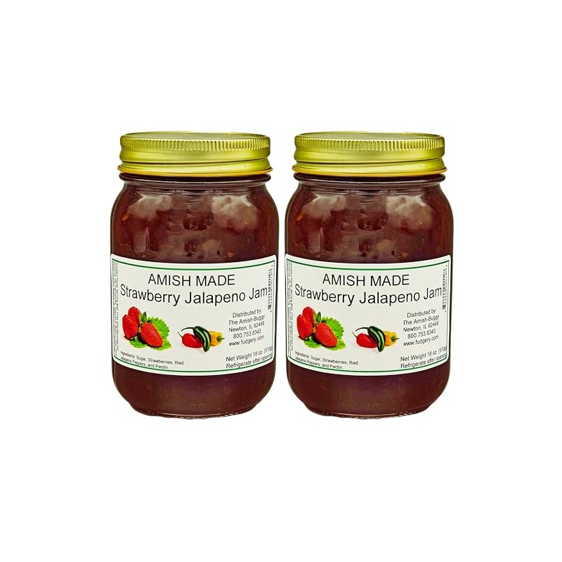 Amish Strawberry Jalapeno Jam - Two 18 Oz Jars