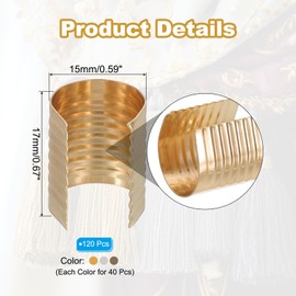 PATIKIL 17x15mm Leather Rope Clip, 120Pcs Metal Cylindrical Crimp Tubes Foldable End Cap Opening Crimps Fastener for Jewelry Making Tassel Leather Cords DIY Craft, 3 Color