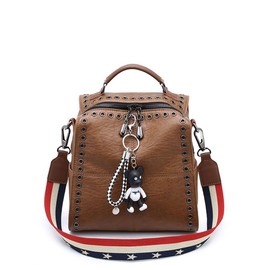 DEERWORD Backpack Women's Handbags Shoulder Bags School Backpack Daypack Laptop Bag Leather - Brown - m