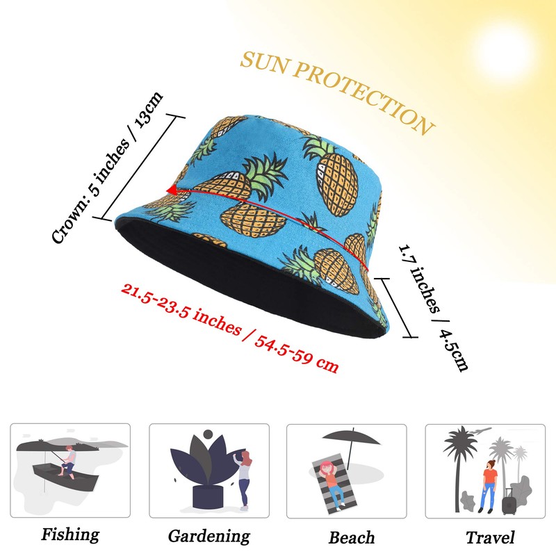 ZLYC Sun Hat Unisex with Fruit Print, Beach Hat, Angler