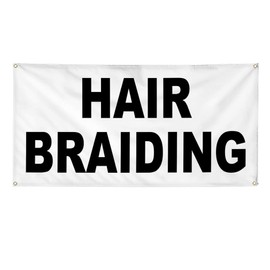Vinyl Banner Multiple Sizes Hair Braiding Black Business Outdoor Weatherproof Industrial Yard Signs 10 Grommets 60x144Inches