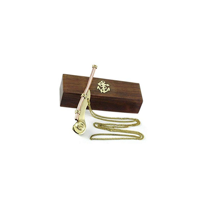 Bosun's Whistle Brass & Copper Boatswains Pipe with Storage Box
