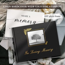 Lanpn Funeral Guest Book for Memorial Service, in Loving Memory Book for Funeral with Table Sign, Funeral Favors Sign in Books with Open Window for Guests Celebration of Life Guest Book, Black