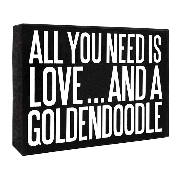 JennyGems All You Need is Love and A Goldendoodle - Goldendoodle Gift Series, Goldendoodle Quotes, Goldendoodle Moms and Owners - Goldendoodle Sign - Goldendoodle Wooden Box Signs - Made in USA