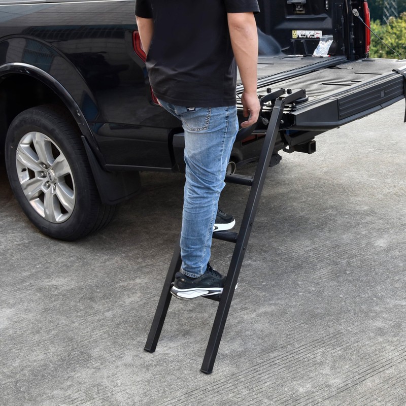 KEWISAUTO Foldable Pickup Truck Tailgate Ladder, 45" Heavy Duty Universal