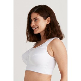Miss Mary of Sweden Cotton Simplex Womens Non-Wired Low Impact Sports Bra White