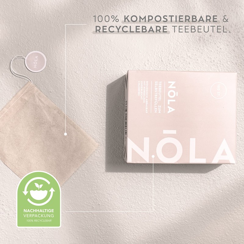 NOLA Disposable Tea Bags for Loose Tea (Pack of 100)
