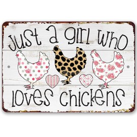 Chicken Signs for Coop Funny Outdoor - A Girl Who Loves Chickens - Funny Chicken Coop Sign - Chicken Accessories Indoor/Outdoor Chicken Decor on Coop - Vintage Kitchen Decor Gifts for Chicken Owners