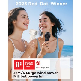 DooGooCoo [2025 Upgrade] Travel Handheld Fan, 80000RPM Super-Fast & Mini Small [1s Quakily Cooling] 18H Max Cooling Time 5 Speeds Portable Hand Fan for Outdoor, Sport and Travel (White)