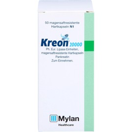 Kreon 20,000 Ph.Eur. Lipase Units Hard Capsules for Exocrine Pancreatic Insufficiency, Pack of 50 Capsules