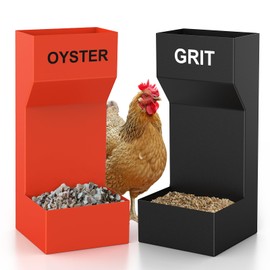 Chicken Oyster Shell Feeder and Grit Feeder,Metal Chicken Feeder,Chicken coop Accessories,Design for Healthier Hens & Eggs