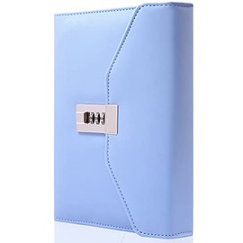 CAGIE Diary with Lock Combination Digital, Lockable Secrets Journal, 224 Pages Thick Refillable Locked Diary, 5.9 x 7.9 Inch Blue Locking Notebook for Adults Women