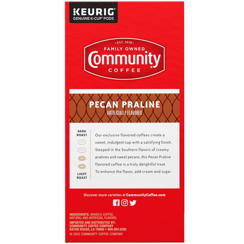 Community Coffee Pecan Praline Medium Roast Single Serve Keurig K-Cup