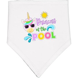 inktastic Princess Of the Pool Cool Unicorn in Sunglasses Baby Bandana Bib White and Black 4279d