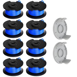 AC14RL3A String Trimmer Replacement Spool Line 0.065 Inch for Ryobi Trimmer Line 18V 24V 40V Cordless Trimmer Weed Wacker Weedeater Autofeed(8 Spools + 2 Caps)