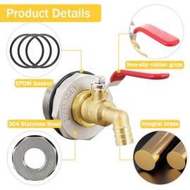 Happyreise Drum Faucet Barrel Spigot,2"Brass Barrel Faucet with EPDM Gasket for 55 Gallon Drum