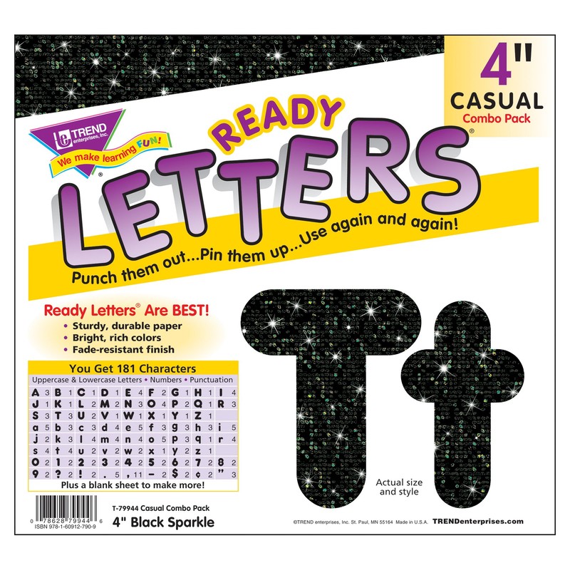 TREND enterprises, Inc. T-79944 Black Sparkle 4" Casual Combo Ready