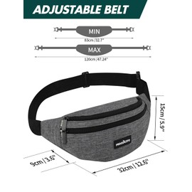 MOCOCITO Bumbags Waist Fanny Pack for Men Women Waterproof Waist Bumbag Travel Money Belt Fashion Bum Bag with3 Zip Pockets and Adjustable Belt for Sport Running Hiking Jogging,Dog Walking