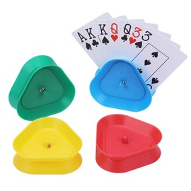 GNHG 4 Pack Card Holders for Kids, Hands Free Card Holder, Triangular Card Holder, Card Game Holder for Seniors and Kids, Playing Card Holder for Adults