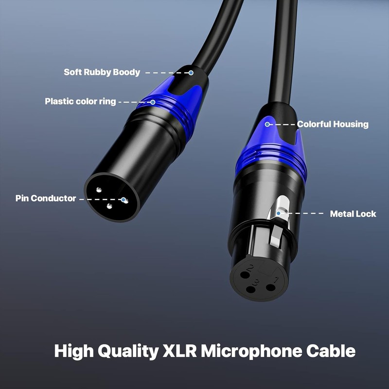 EBXYA XLR Microphone Cable 5m/16.4ft 4-Pack - 3-Pin Balanced Shielded