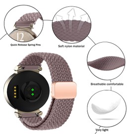 Issinlky Nylon Braided Strap for Garmin Lily 2, 14 mm Elastic Bracelet for Garmin Lily 2 Women