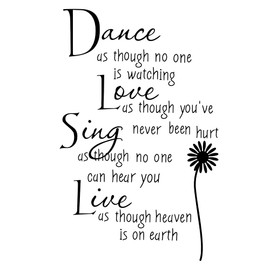 Fssqii Dance Love Sing Live Wall Sign Decal for Home Living Room Bedroom Waterproof Self-Adhesive Motivational Letter Text Art Wall Sticker Decoration